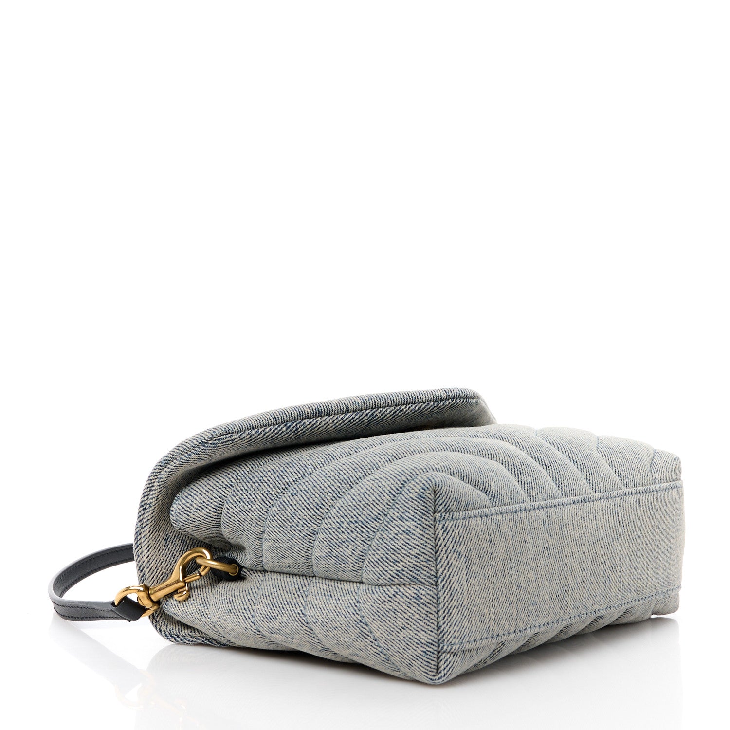 Saint Laurent Denim Y Quilted Monogram Toy Loulou Crossbody Bag Grey 4 of 14