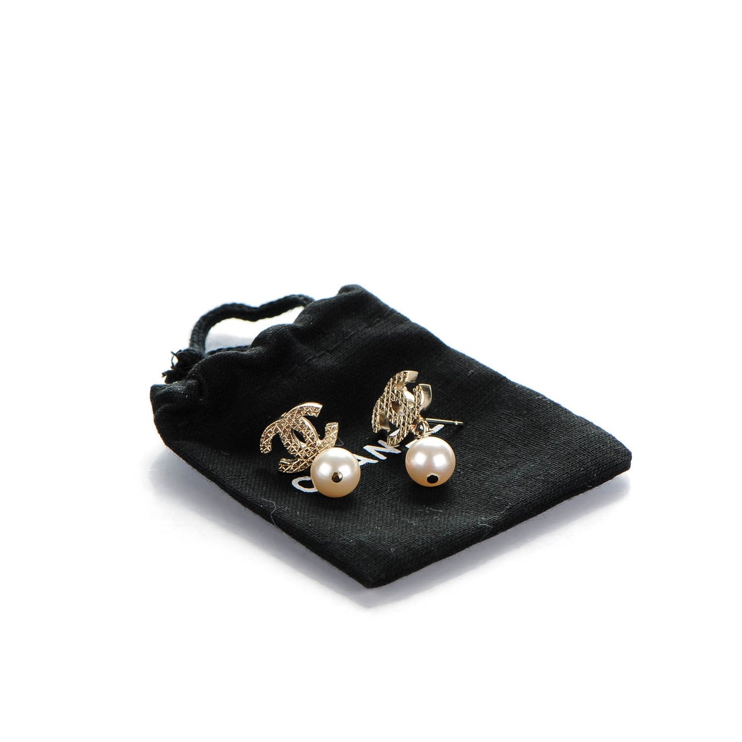Pearl CC Drop Earrings Gold