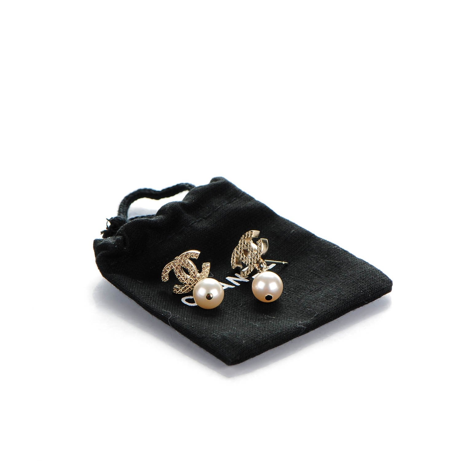 Chanel Pearl CC Drop Earrings Gold 5 of 5