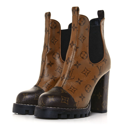 Louis Vuitton Patent Reverse Monogram Star Trail Chelsea Ankle Boots 37 3 of 9
