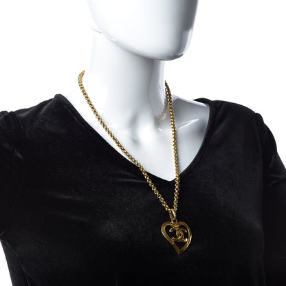 Chanel CC Heart Chain Pendant Necklace Gold 2 of 5