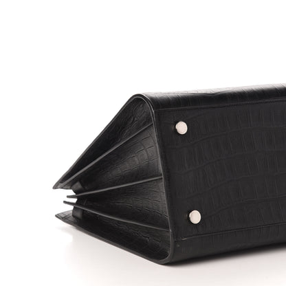Saint Laurent Calfskin Crocodile Embossed Large Sac De Jour Carryall Black 7 of 10