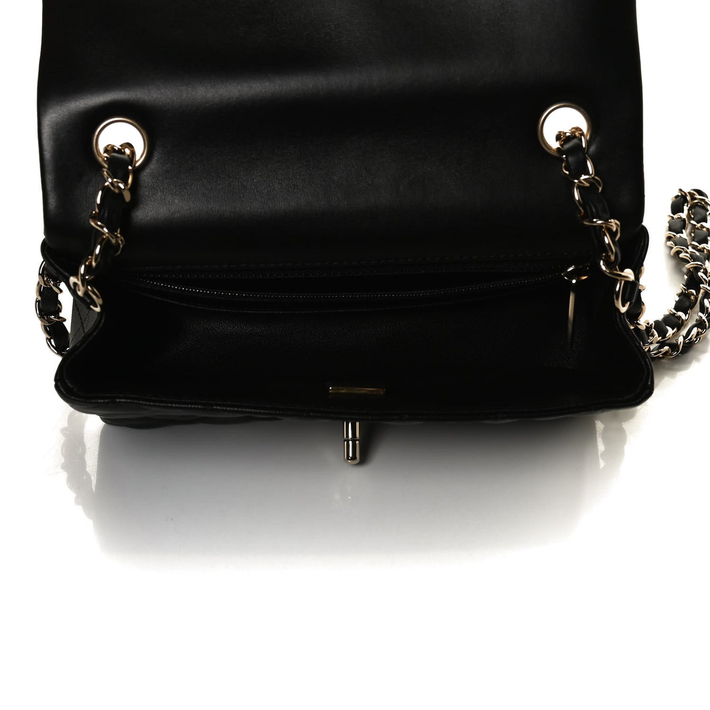 Lambskin Quilted Mini Rectangular Flap Black