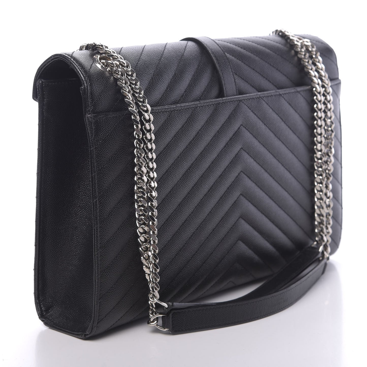 Grain De Poudre Matelasse Chevron Large Monogram Satchel Black