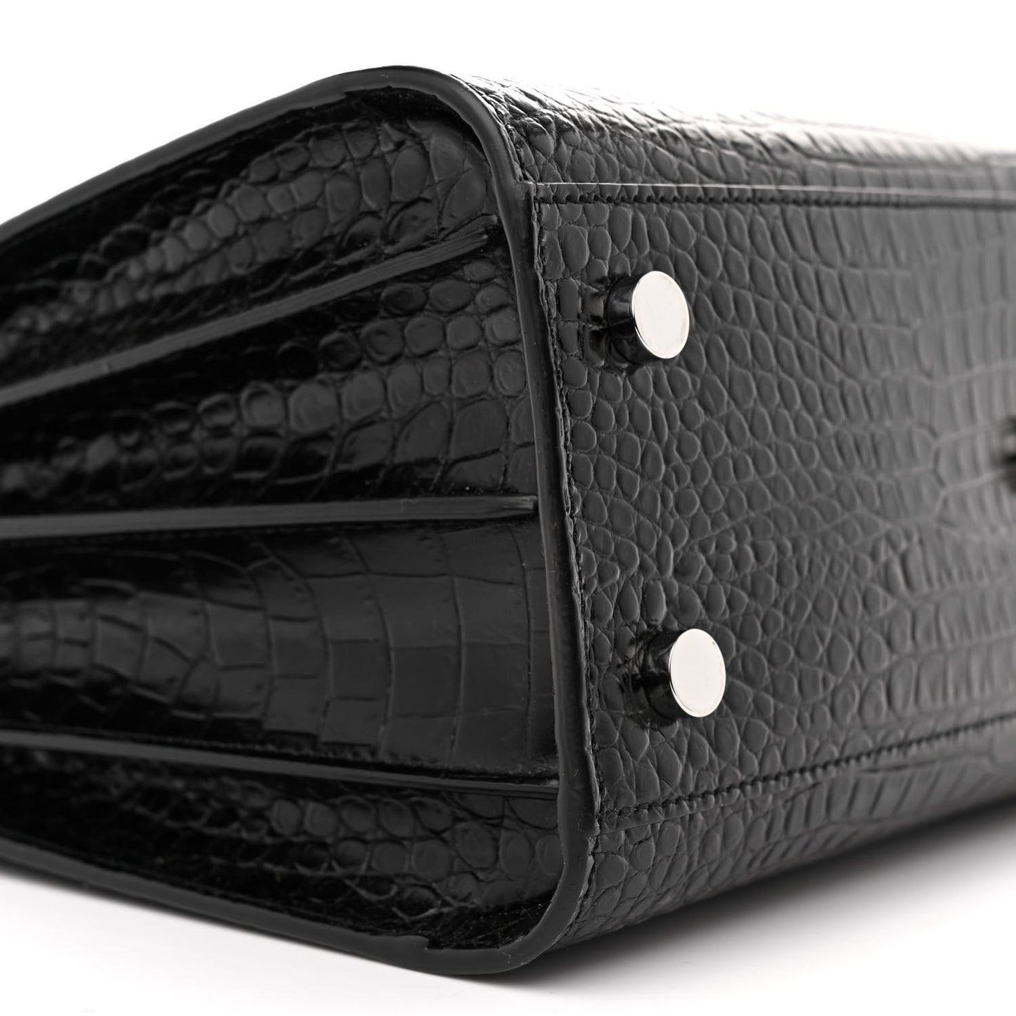 Calfskin Crocodile Embossed Baby Sac De Jour Black