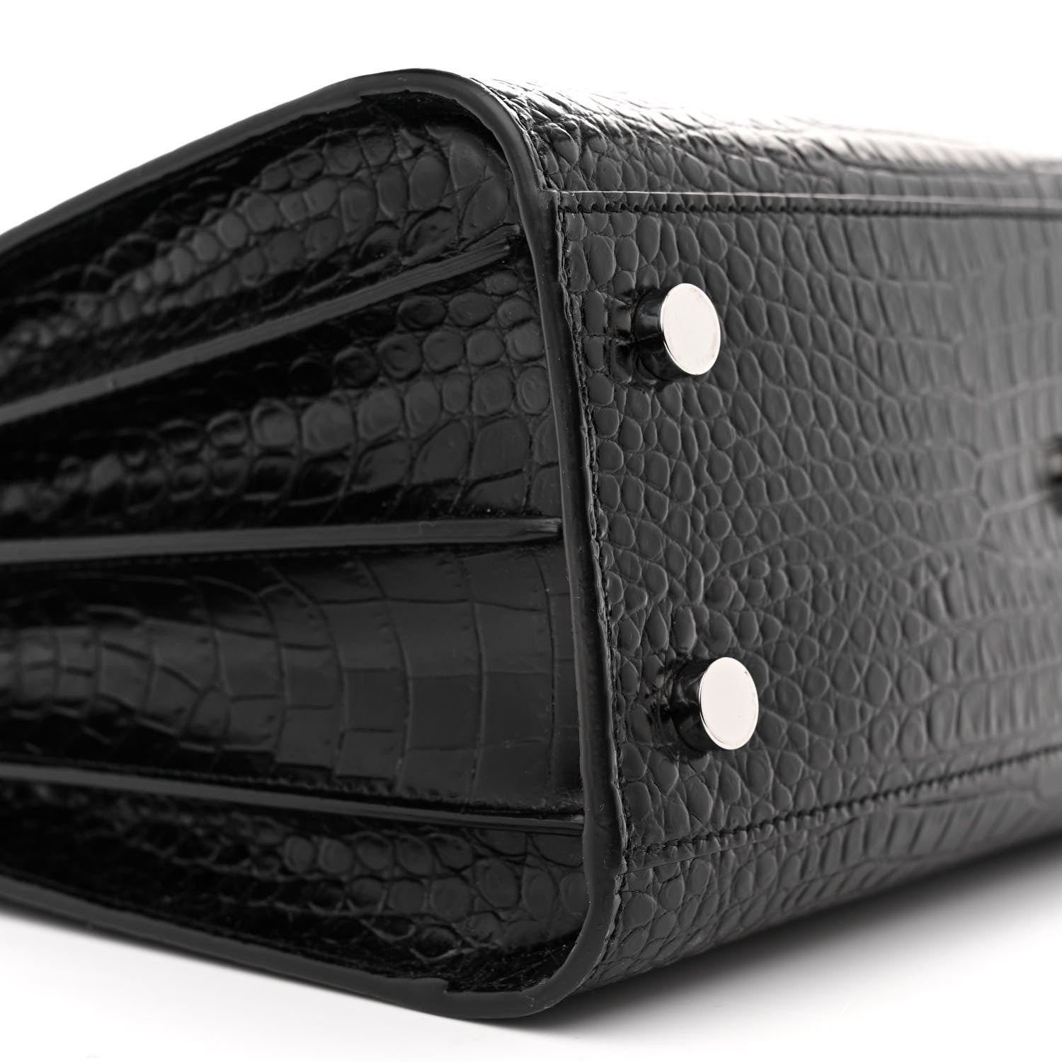 Saint Laurent Calfskin Crocodile Embossed Baby Sac De Jour Black 10 of 12