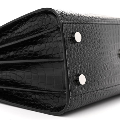 Saint Laurent Calfskin Crocodile Embossed Baby Sac De Jour Black 10 of 12