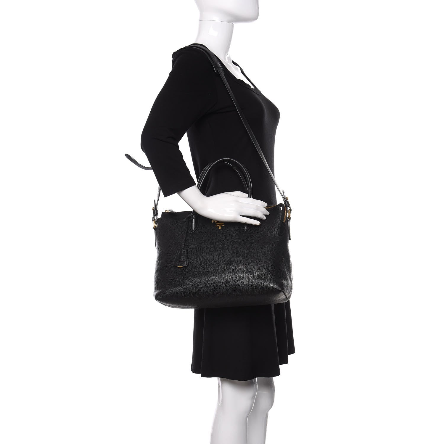 Prada Vitello Phenix Satchel Black 2 of 10
