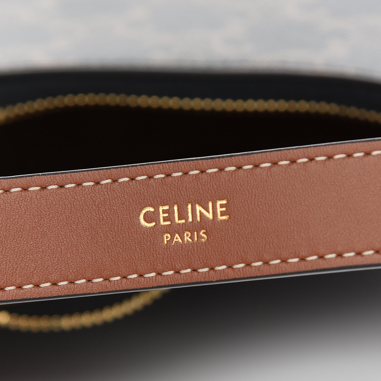 Celine Triomphe Canvas Calfskin Ava Shoulder Bag Tan 5 of 9
