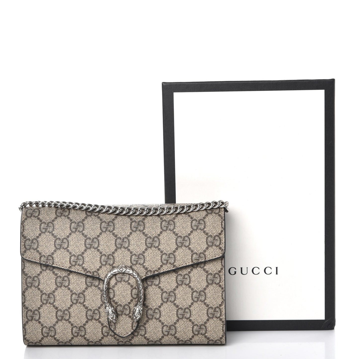 GG Supreme Monogram Mini Dionysus Chain Wallet Beige Black