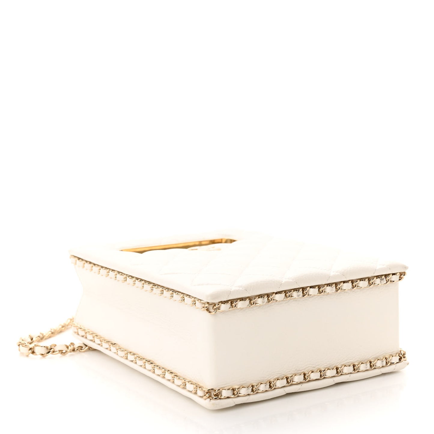Caviar Quilted Evening Box Bag White
