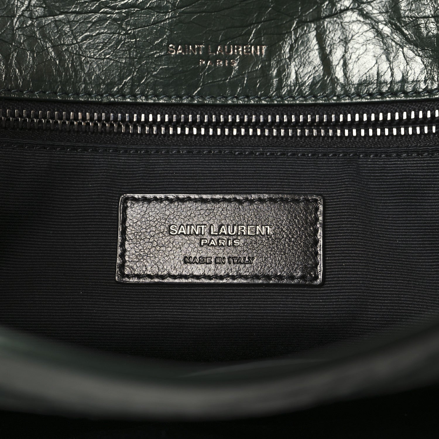 Saint Laurent Crinkled Lambskin Matelasse Monogram Medium Niki Chain Satchel Vert Fonce 6 of 10
