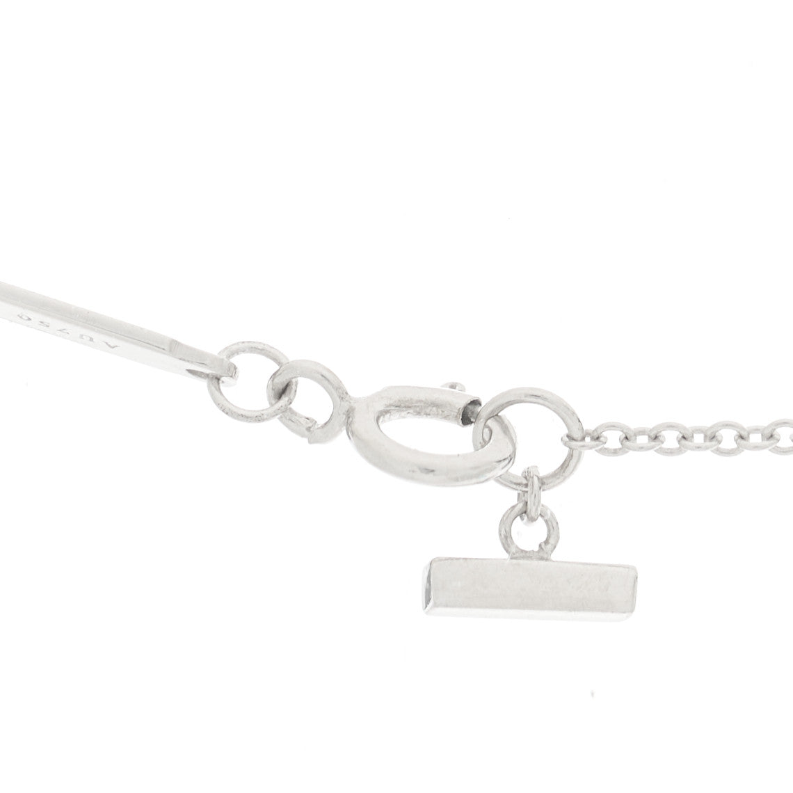 18K White Gold Diamond Large T Smile Pendant Necklace