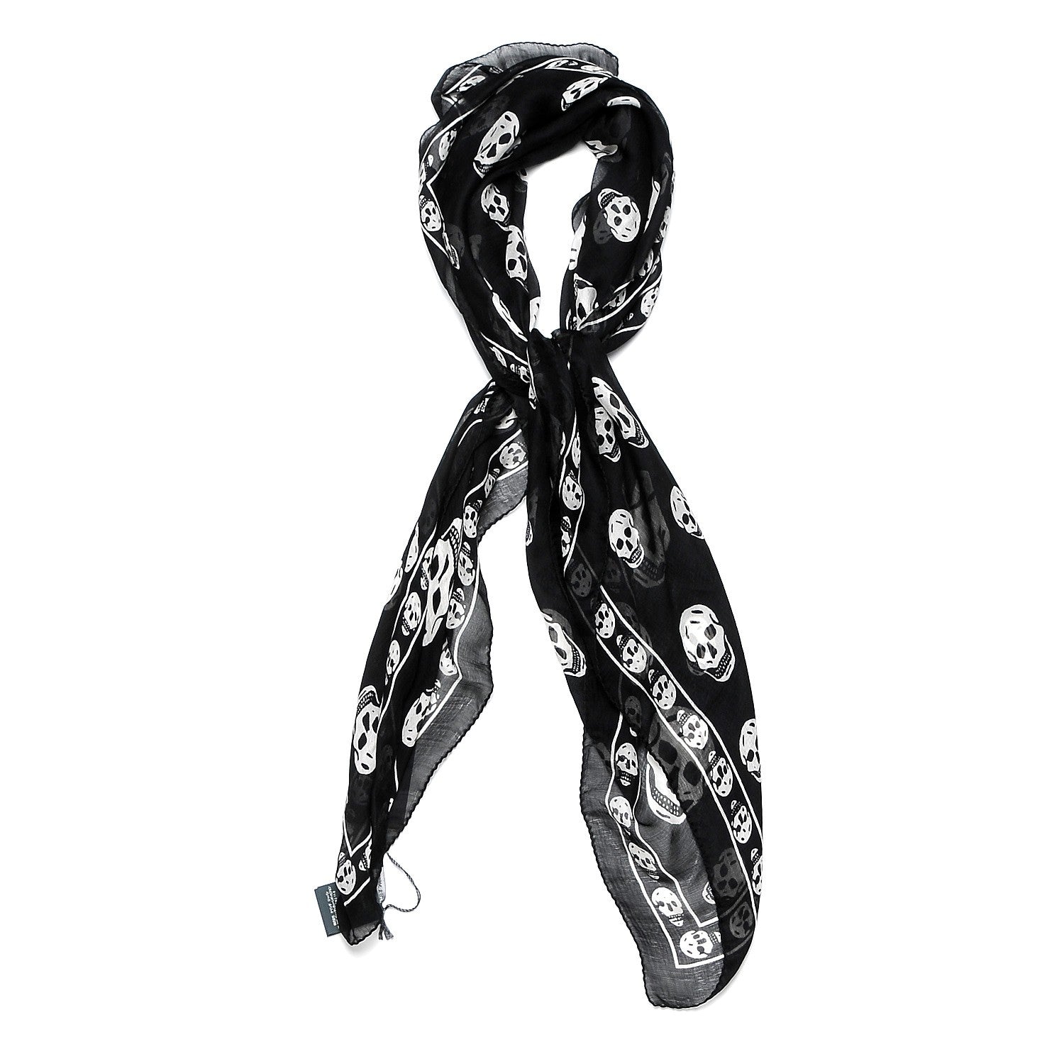 Alexander McQueen Silk Chiffon Skull Scarf Black Ivory 1 of 7