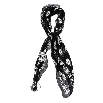 Alexander McQueen Silk Chiffon Skull Scarf Black Ivory 1 of 7