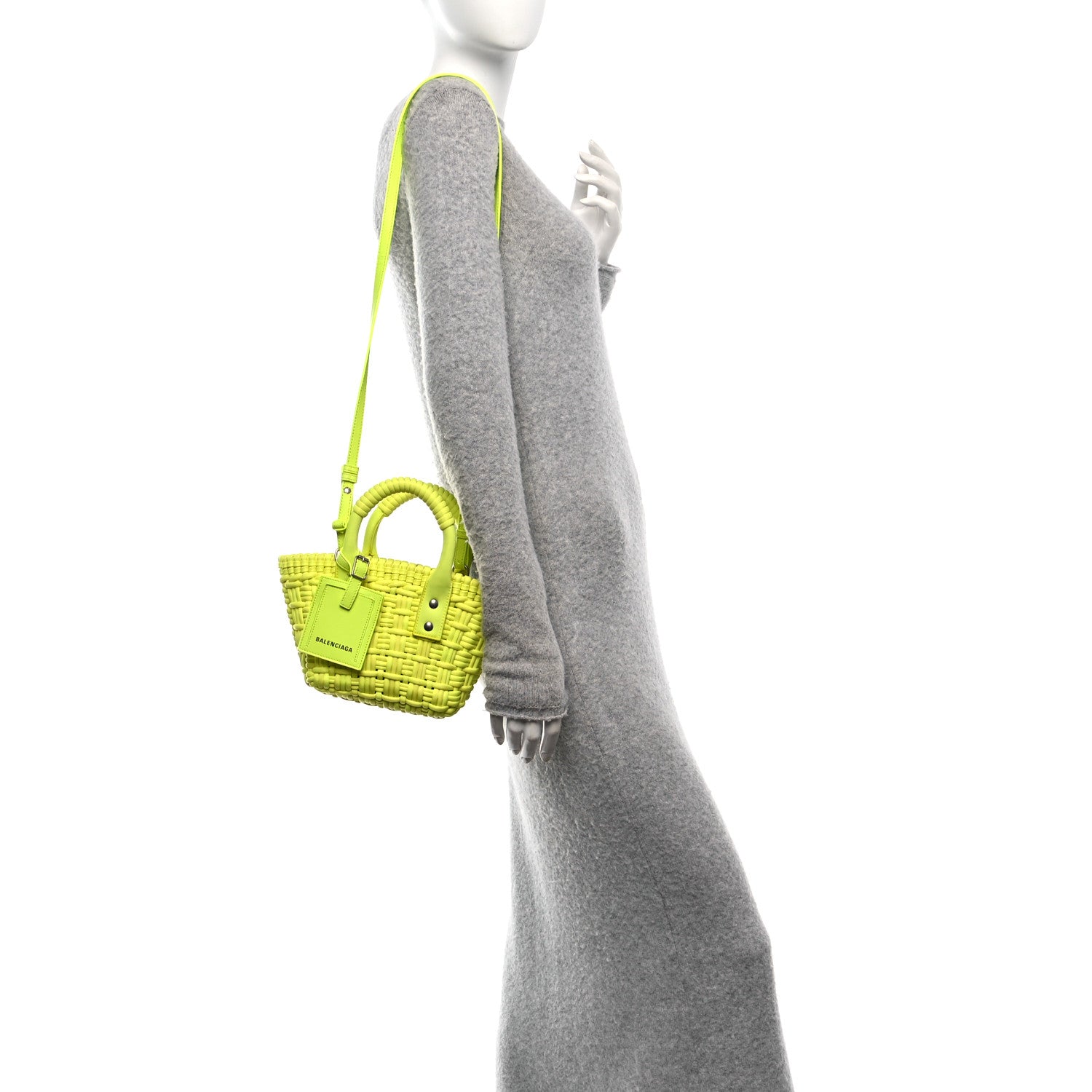 Balenciaga Faux Calfskin XXS Bistro Basket Fluo Yellow 2 of 12