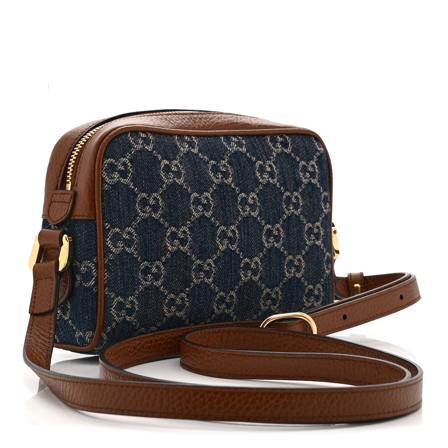 Gucci New Denim GG Monogram Dollar Calfskin Mini Ophidia Shoulder Bag Blue Tea Cuir Epilog 3 of 10