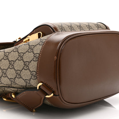 Gucci GG Supreme Monogram Azalea Calfskin Retro Interlocking G Buckle Backpack Beige Ebony Brown Sugar 10 of 11