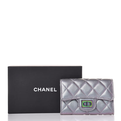 Chanel Iridescent Lambskin Quilted Reissue Flap Card Holder Light Purple 9 of 9