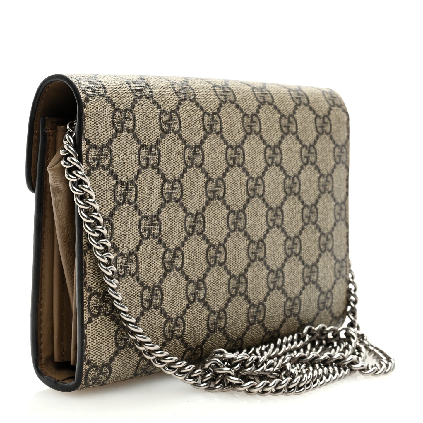 GG Supreme Monogram Mini Dionysus Chain Wallet Beige Taupe