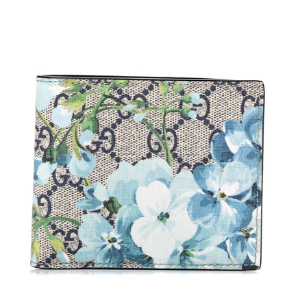 Gucci GG Supreme Monogram Blooms Bi-Fold Wallet Beige Blue Navy 1 of 8