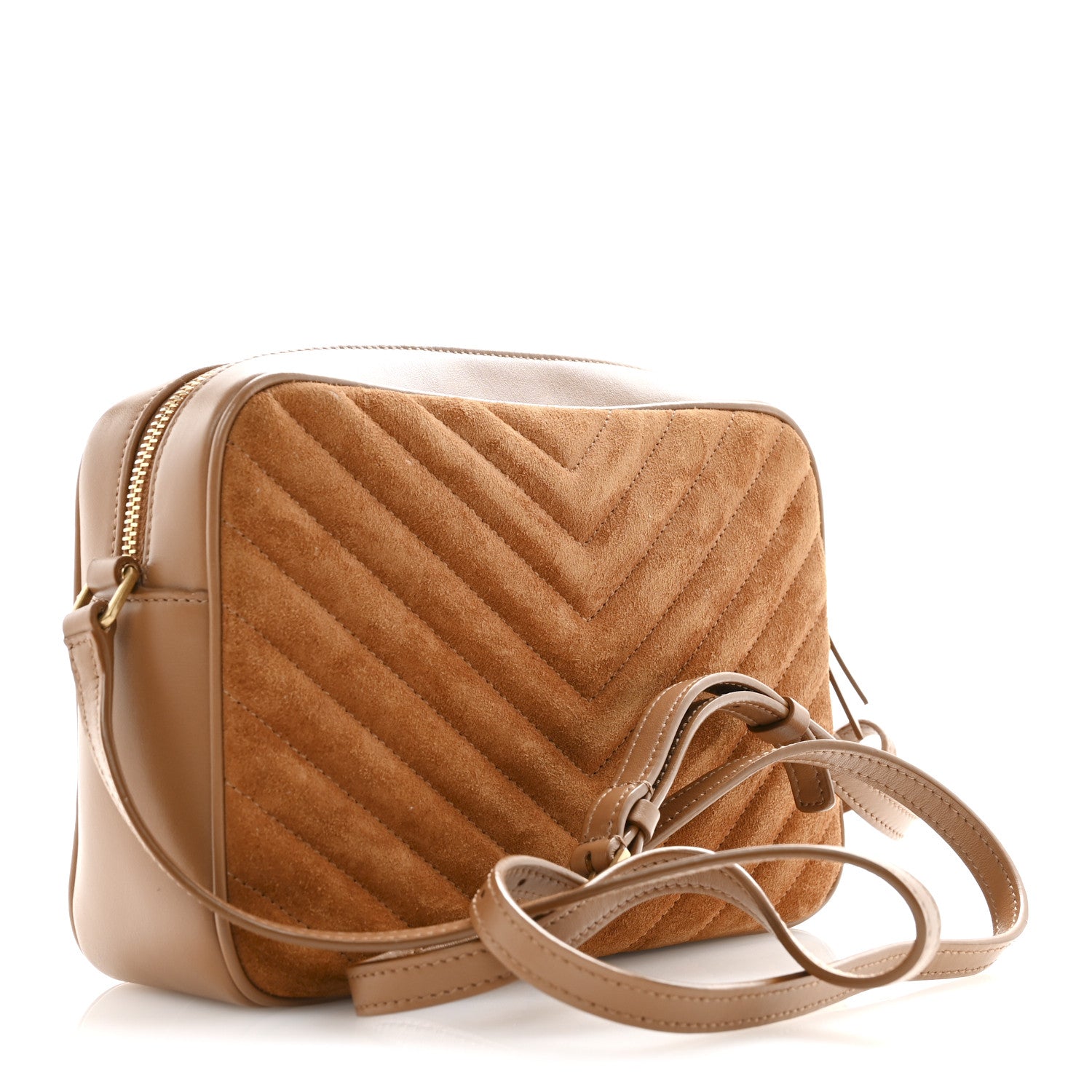 Saint Laurent Suede Matelasse Monogram Lou Camera Bag Cinnamon