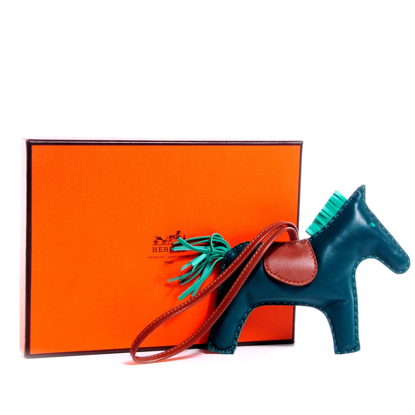 Milo Lambskin Grigri Rodeo Horse Bag Charm MM Malachite Menthe Fauve