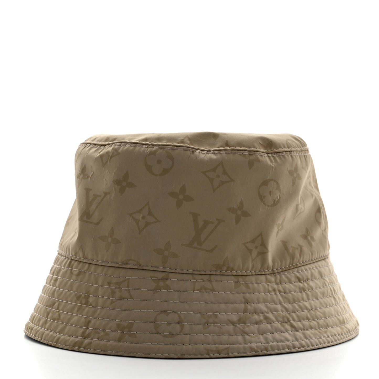 Nylon Wool Monogram Reversible Rain Bucket Hat L Beige