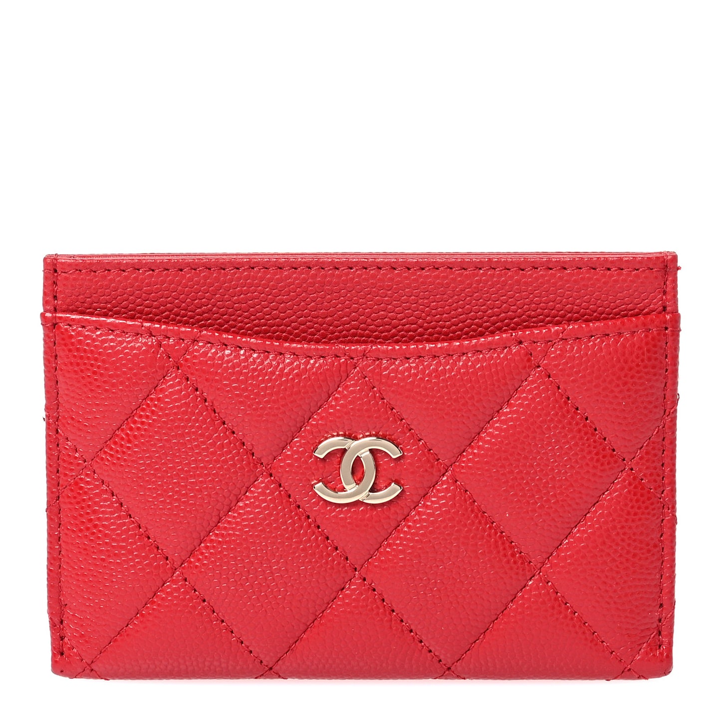 Caviar Quilted Card Holder Red