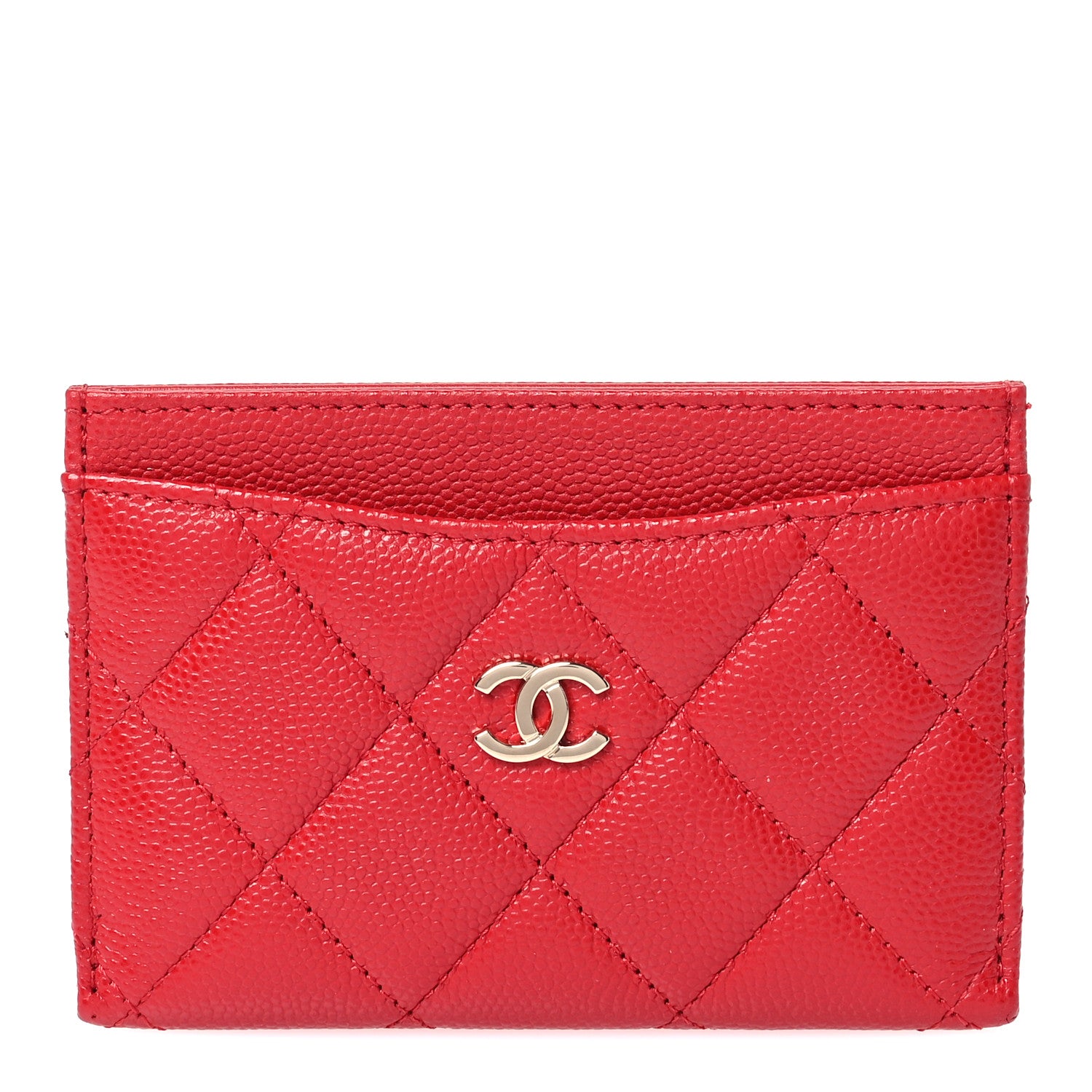 Chanel Caviar Quilted Card Holder Red 1 of 8