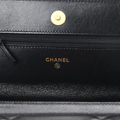 Chanel Shiny Goatskin Quilted Chanel 19 Wallet On Chain WOC Black 6 of 13