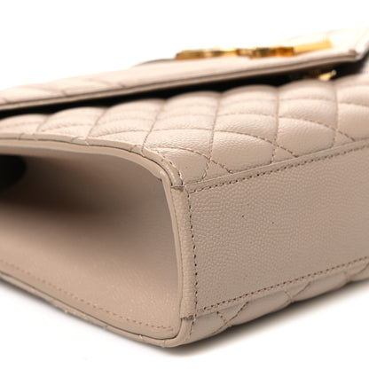Saint Laurent Grain De Poudre Textured Mixed Matelasse Medium Triquilt Monogram Satchel Dark Beige 9 of 11
