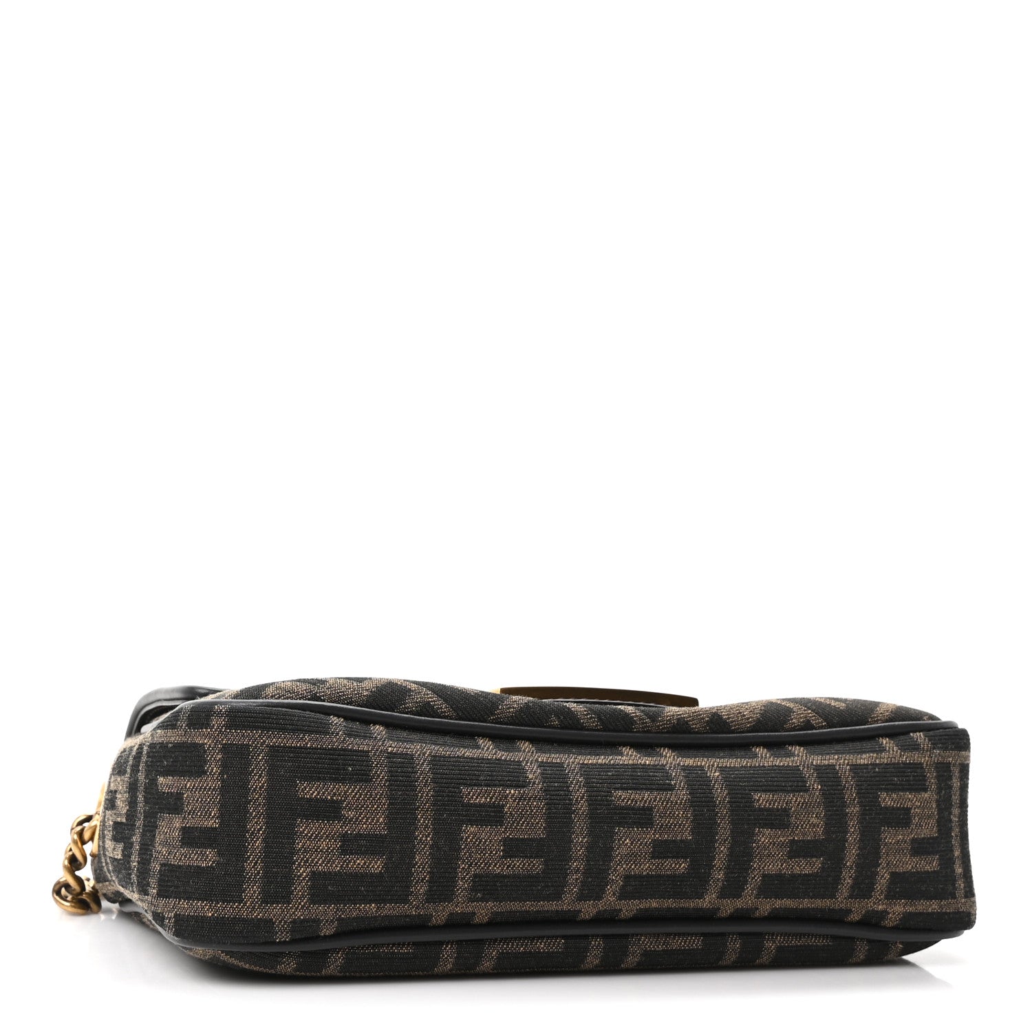 Fendi Fabric Jacquard FF 1974 Midi Chain Baguette Tobacco Moro 4 of 10