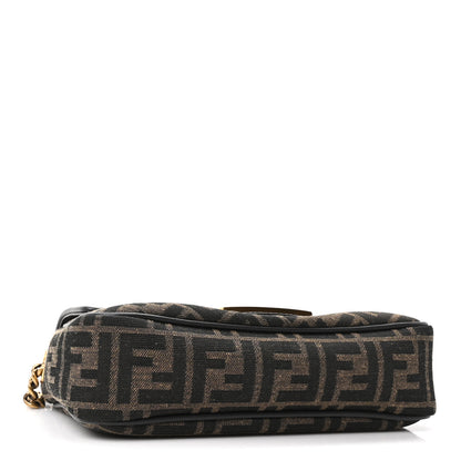 Fendi Fabric Jacquard FF 1974 Midi Chain Baguette Tobacco Moro 4 of 10