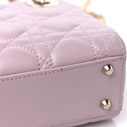 Christian Dior Metallic Calfskin Cannage Mini Lady Dior Pink 12 of 15