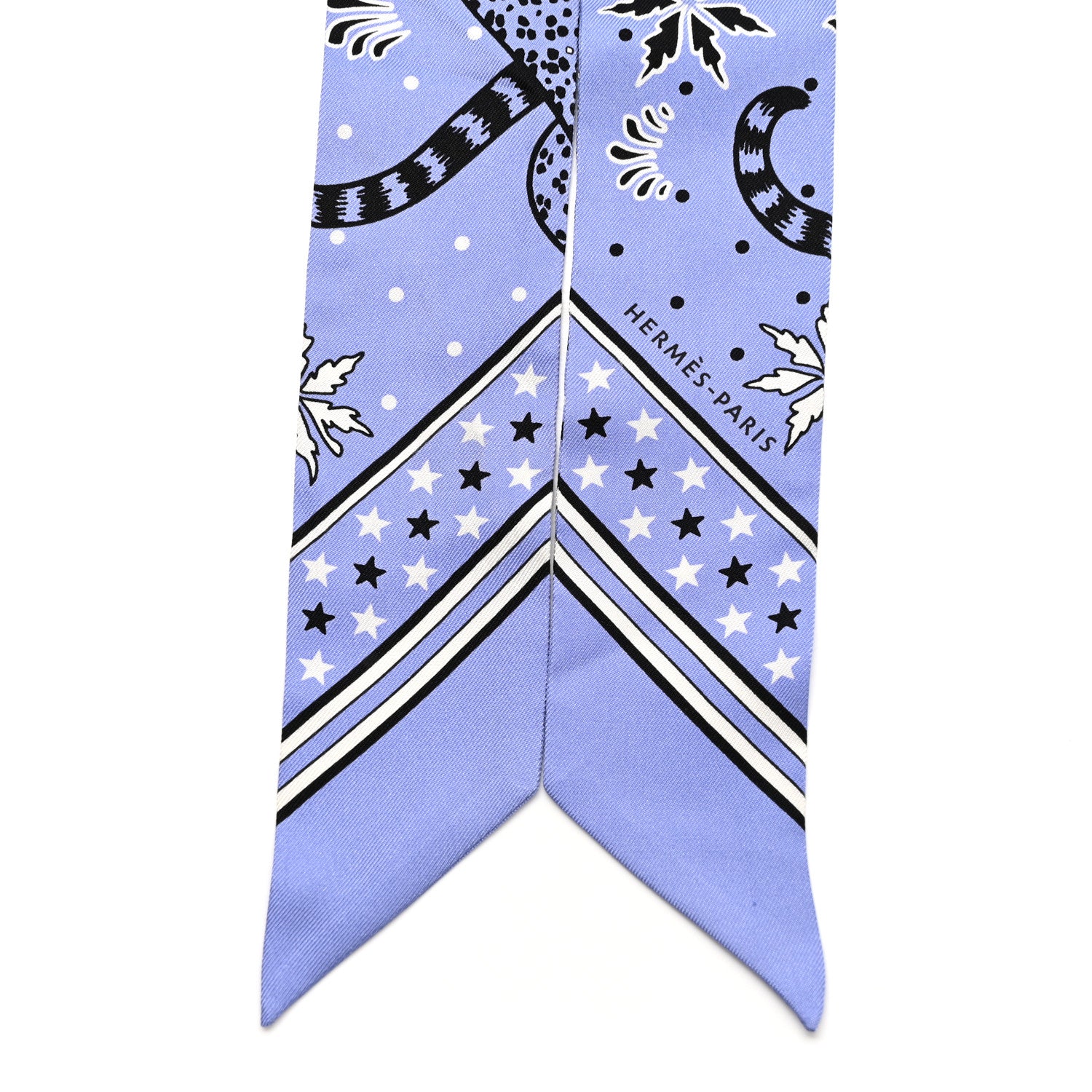 Hermes Silk Les Leopards Twilly Lavande Black White 1766159