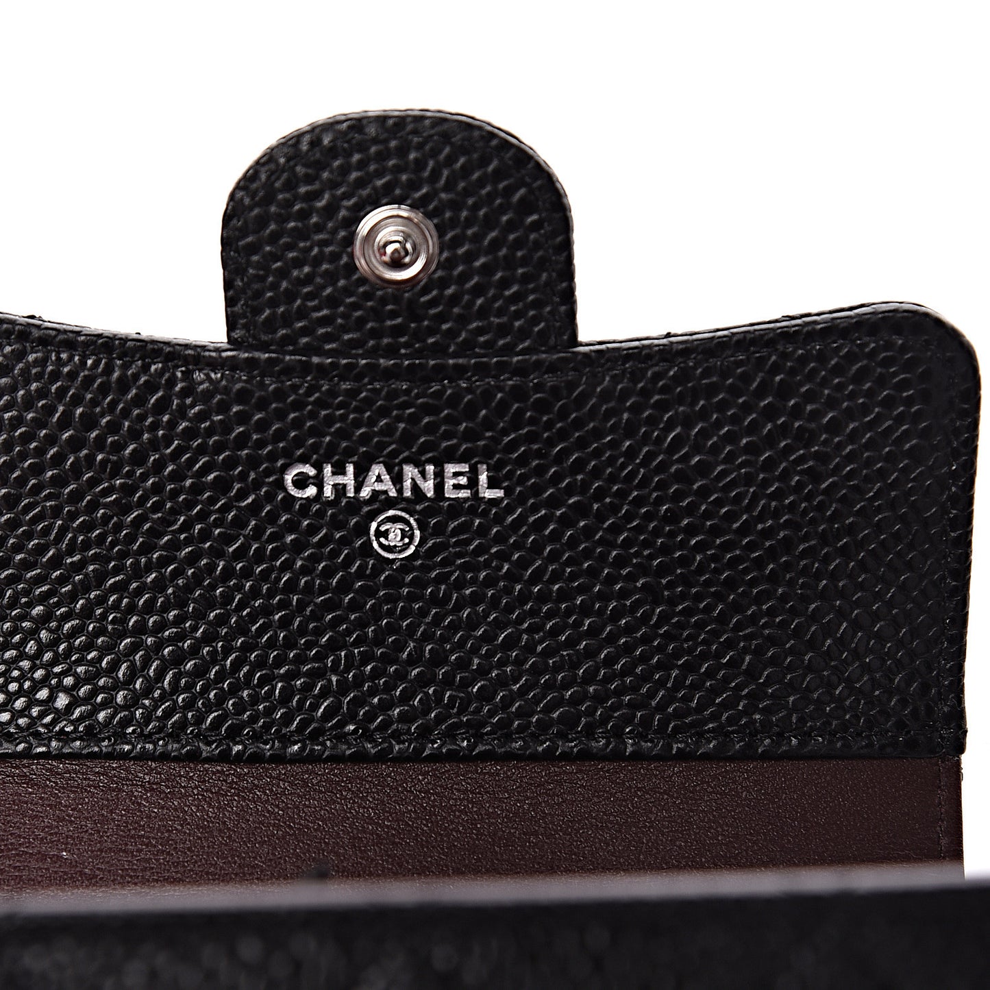 Caviar Quilted Compact Flap Wallet Black