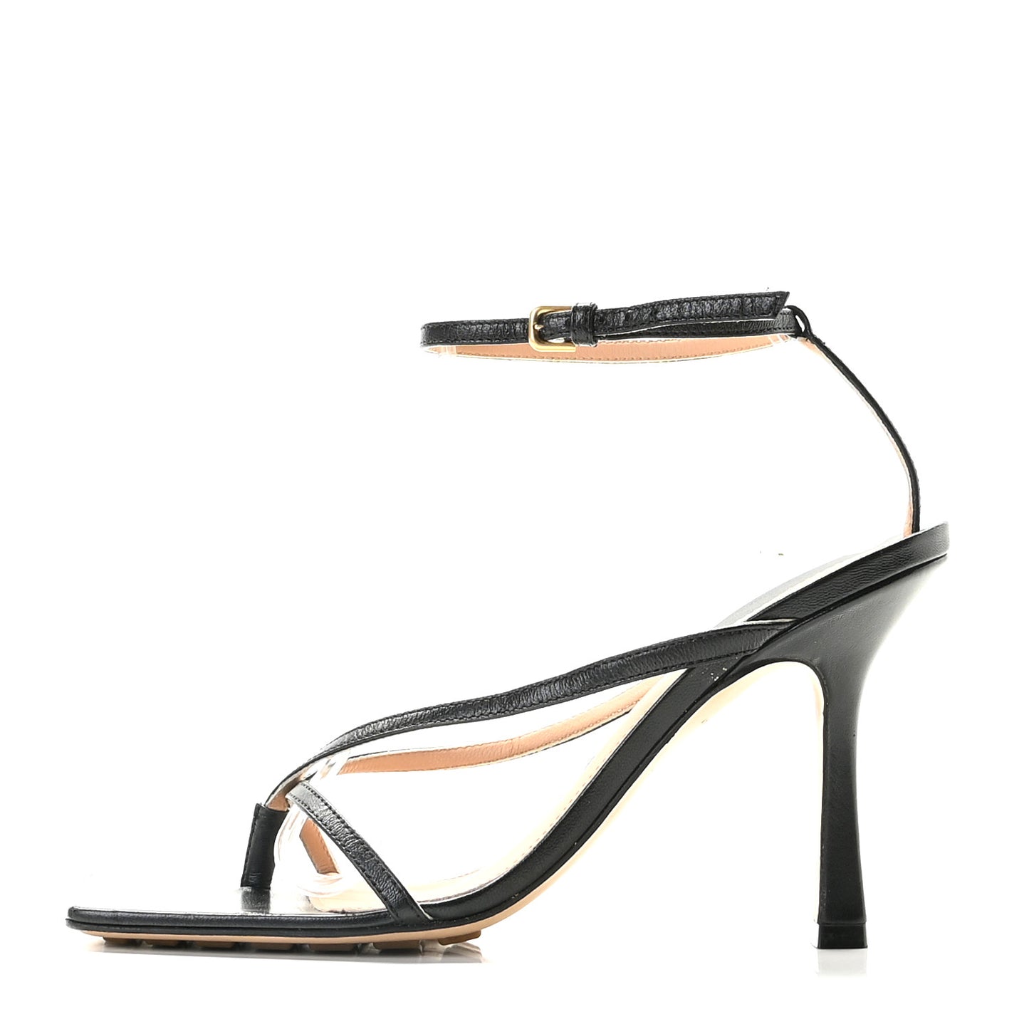 Lambskin Stretch Multi Strap 90mm Sandals 36.5 Black