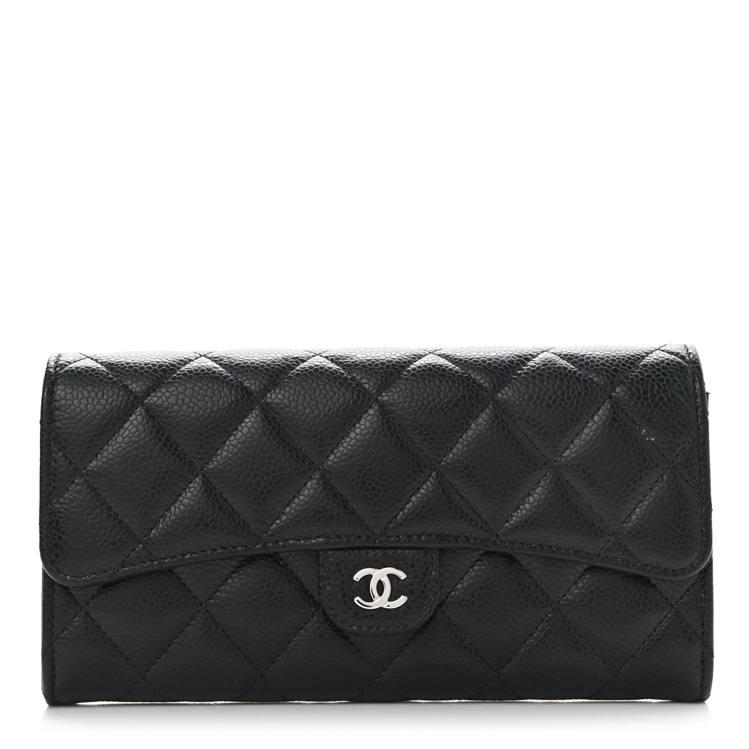Chanel Caviar Quilted Large Gusset Flap Wallet Black 1 of 10