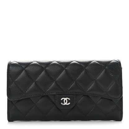 Chanel Caviar Quilted Large Gusset Flap Wallet Black 1 of 10