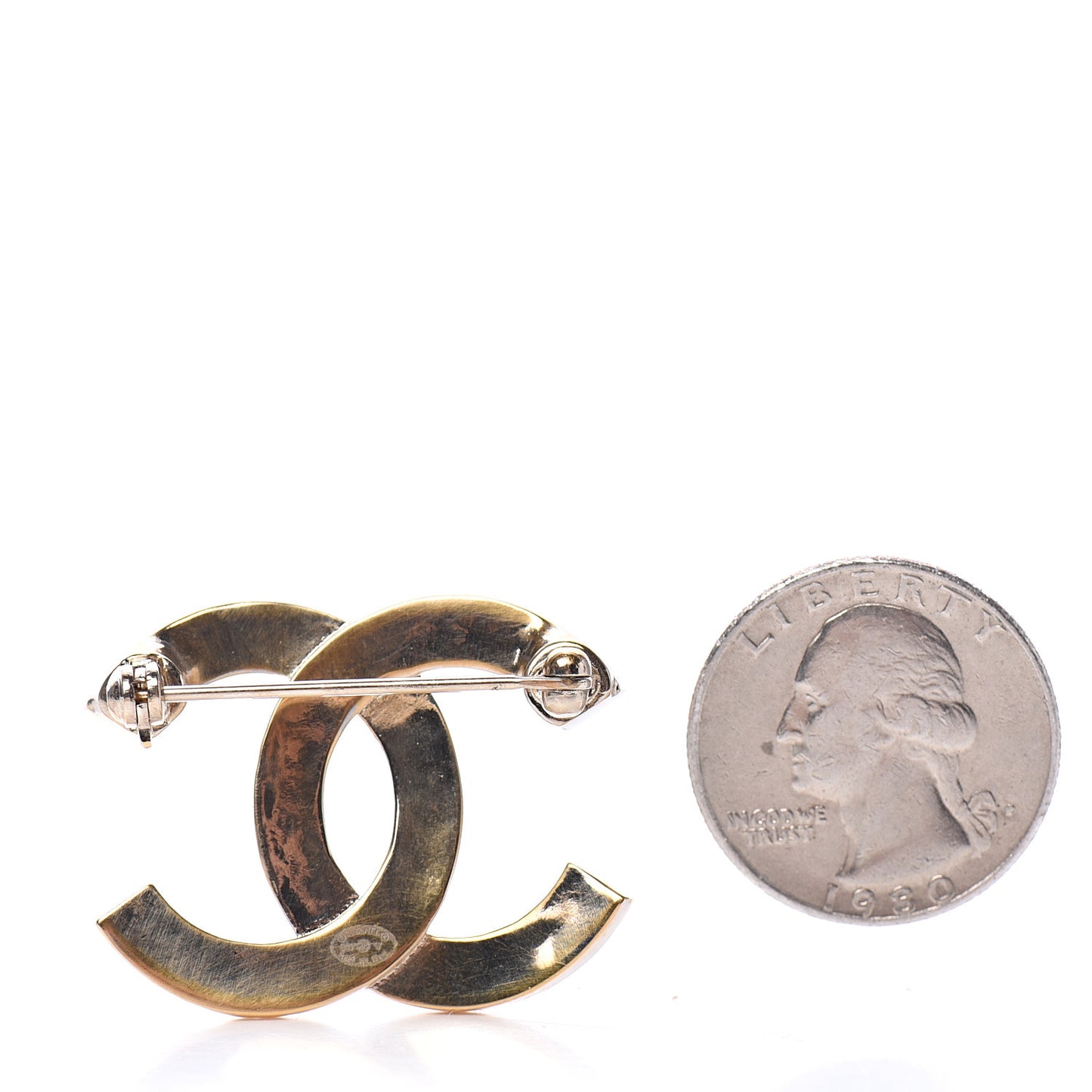 Crystal CC Mini Brooch Gold