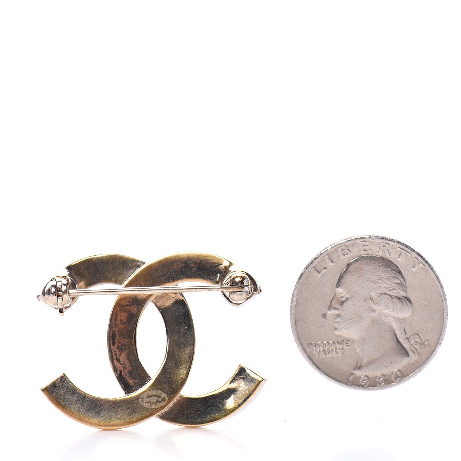Chanel Crystal CC Mini Brooch Gold 2 of 4