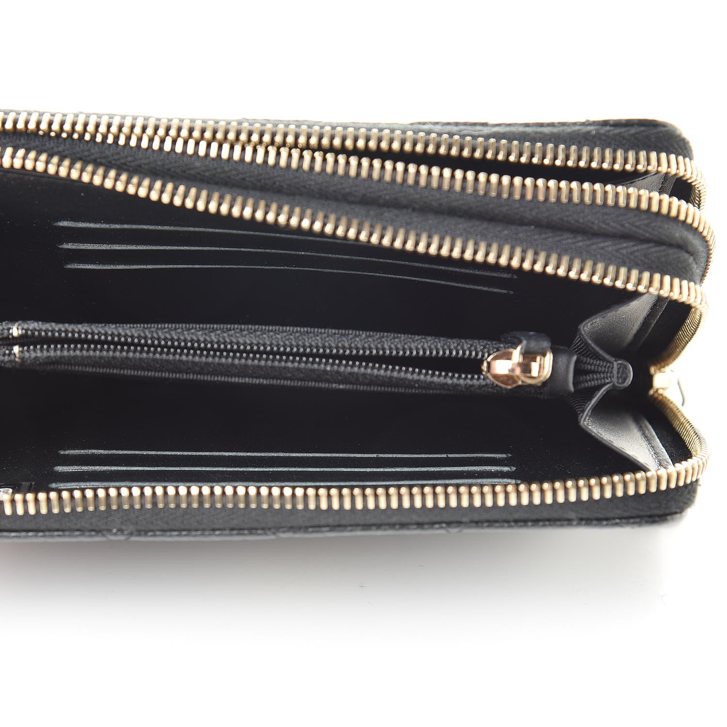 Chanel Caviar Quilted Large Gusset Double Zip Around Wallet Black 6 of 9