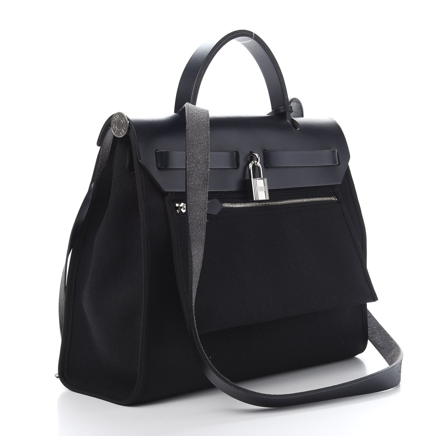 Hermes Military Toile Vache Hunter Herbag Zip PM 31 Bleu Marine 4 of 14