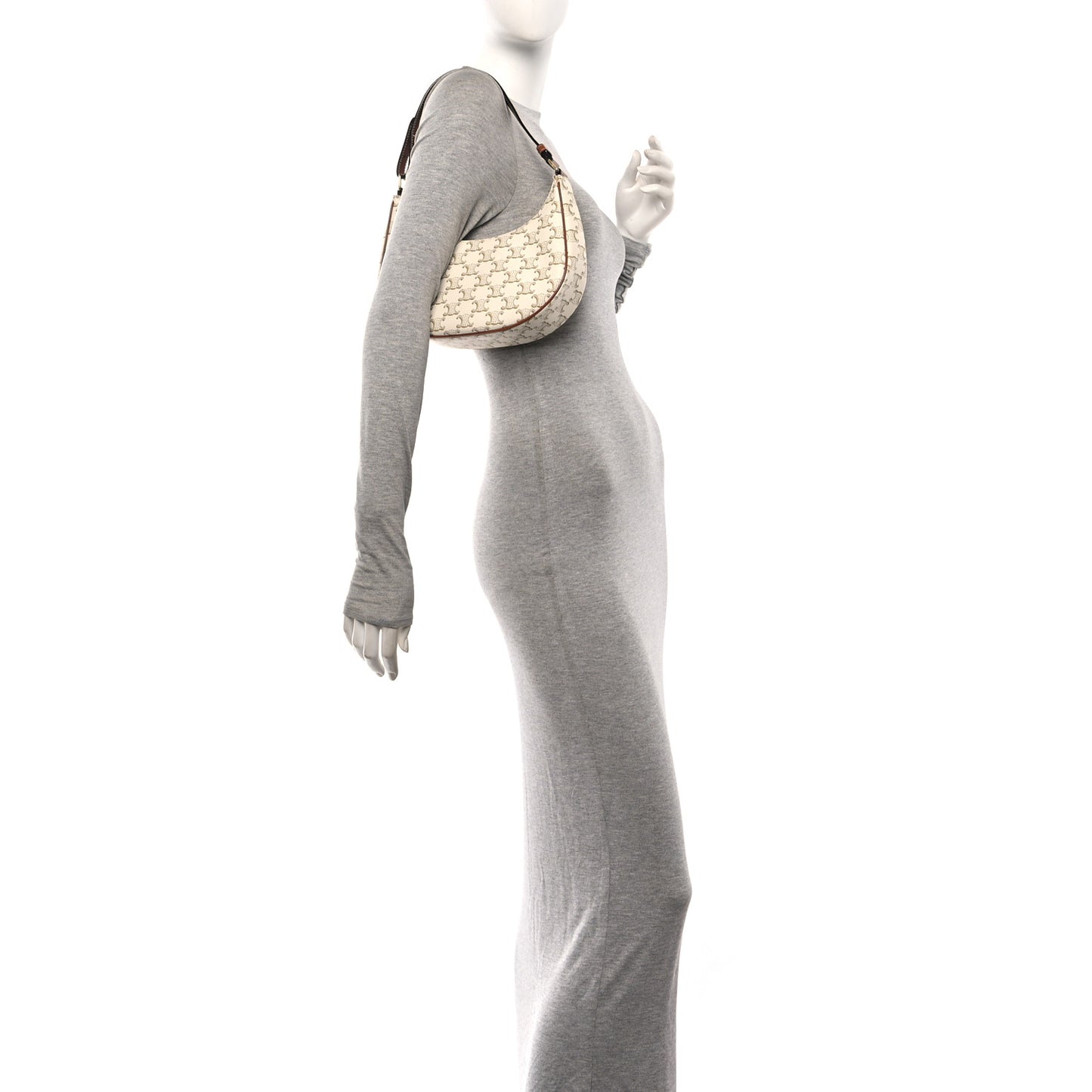 Canvas Calfskin Ava Triomphe Shoulder Bag Grege