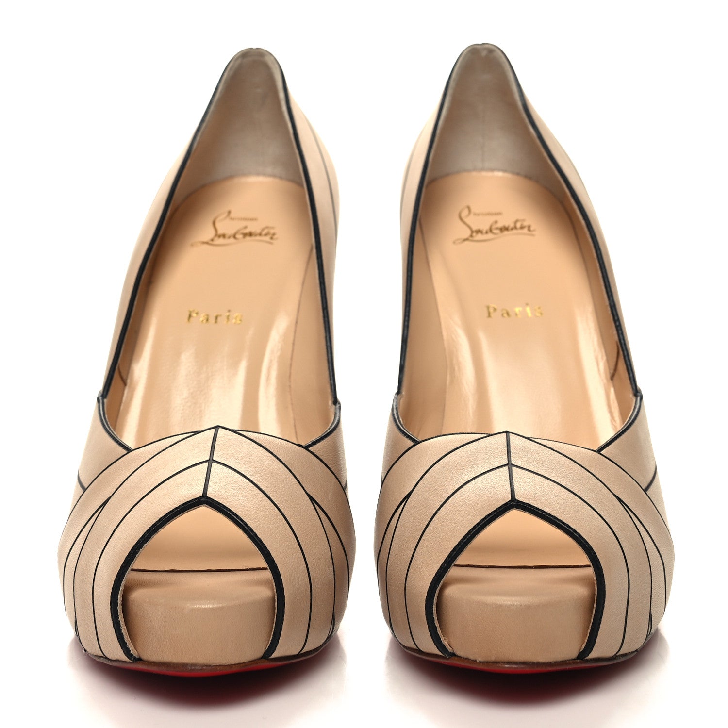 Christian Louboutin Calfskin Undessin Alta 120 Pumps 41 Nude Black 2 of 7