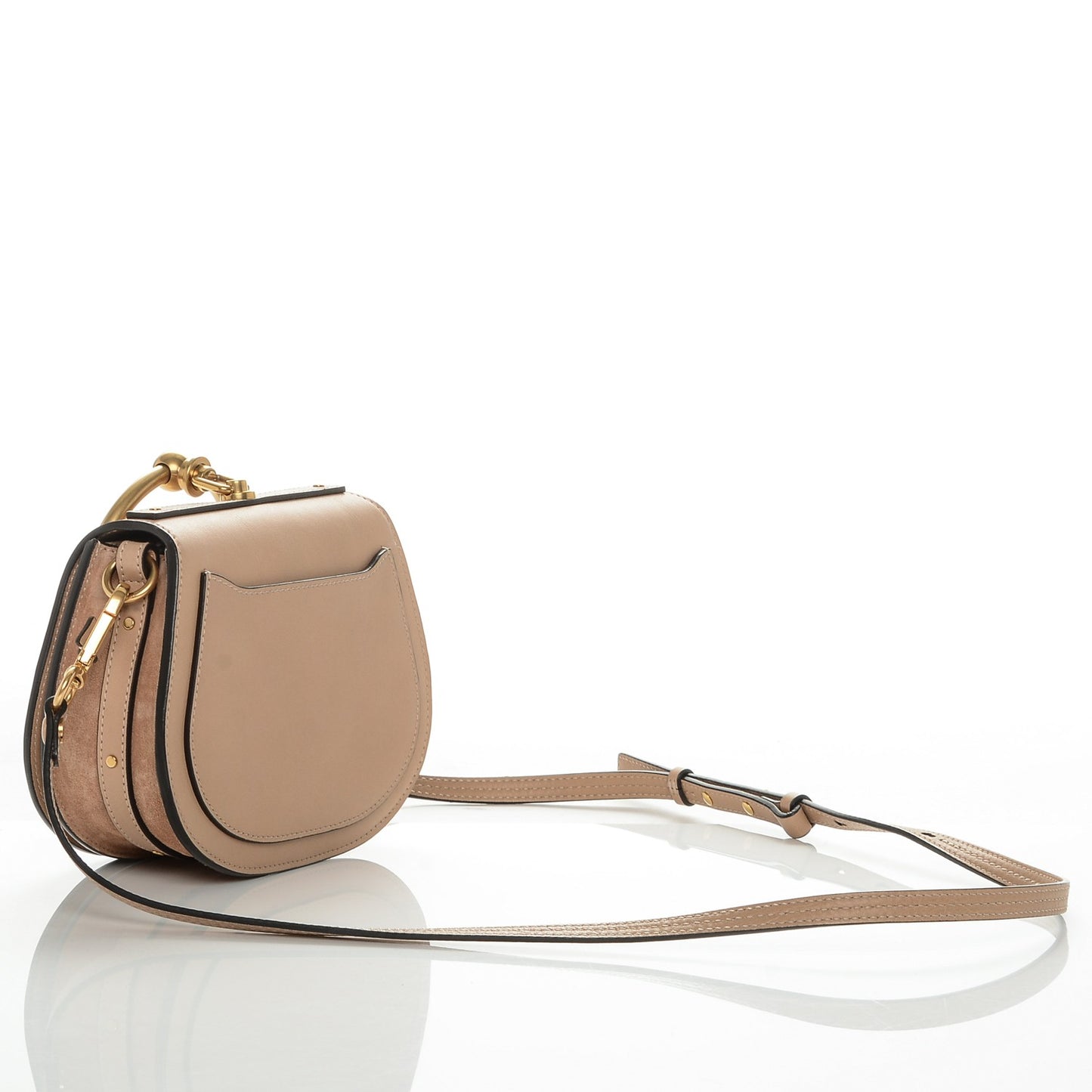 Calfskin Suede Small Nile Bracelet Bag Biscotti Beige