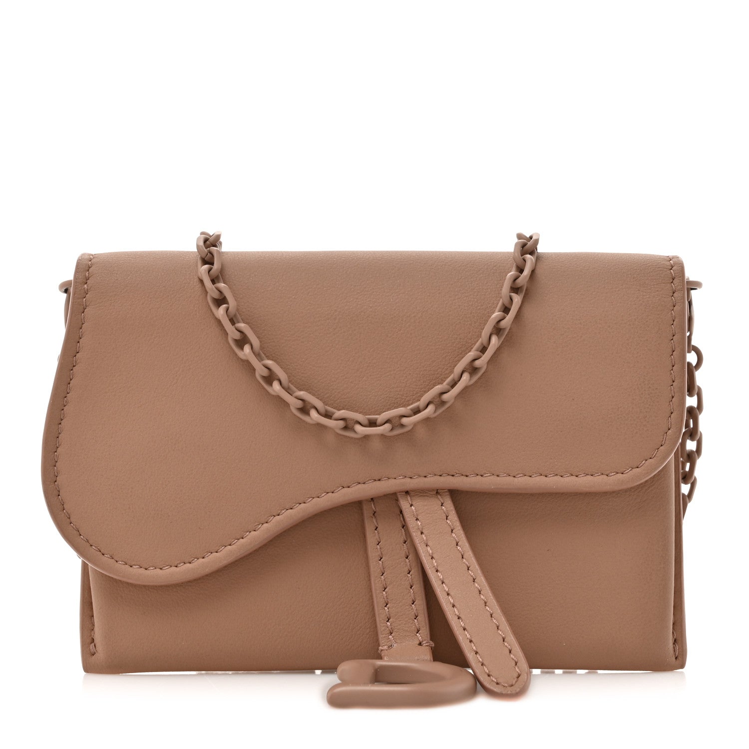 Christian Dior Ultra Matte Calfskin Nano Saddle Chain Pouch Rose Des Vents 1 of 13