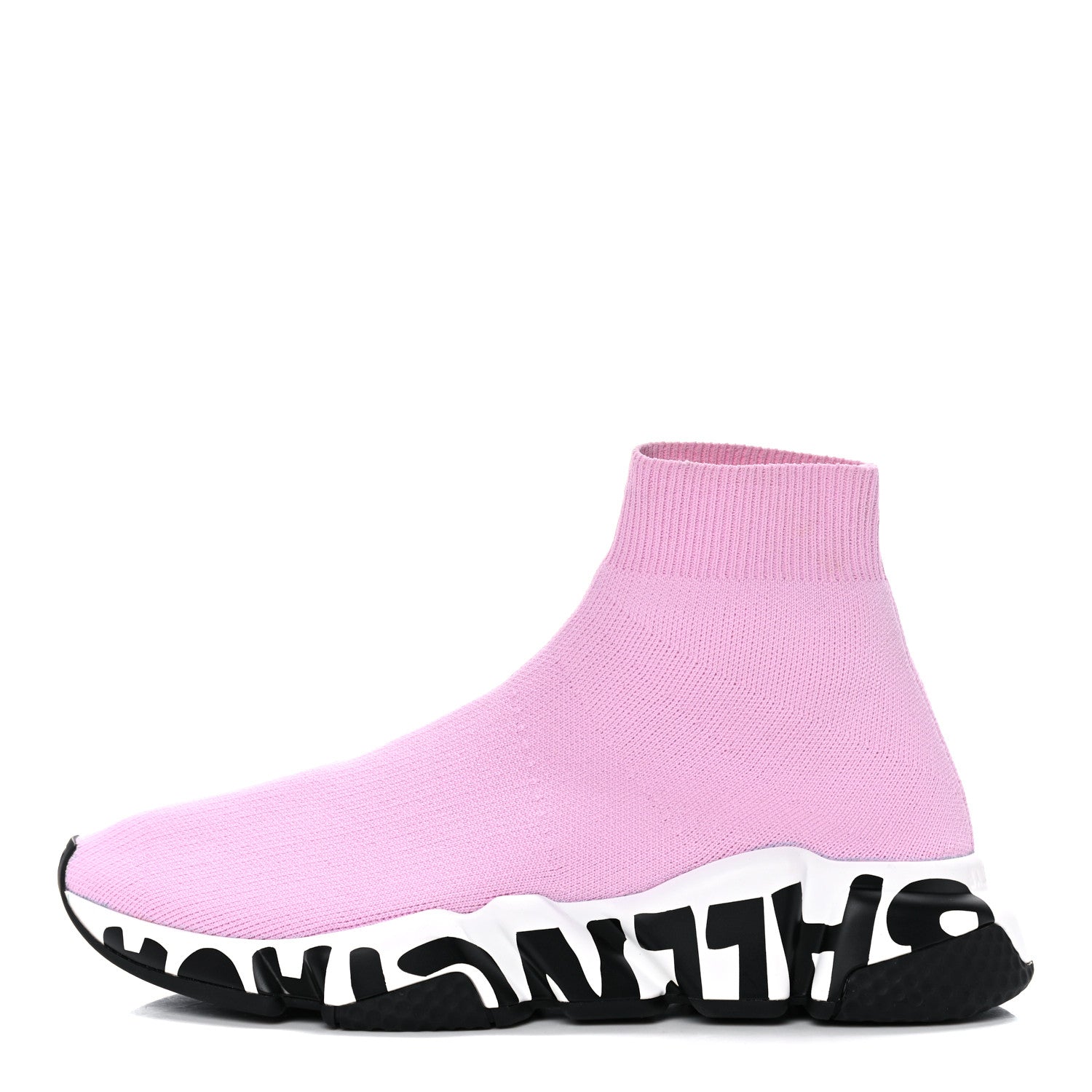 Balenciaga Neoprene Knit Womens Speed Graffiti Sneakers 37 Light Pink White Black 1 of 14