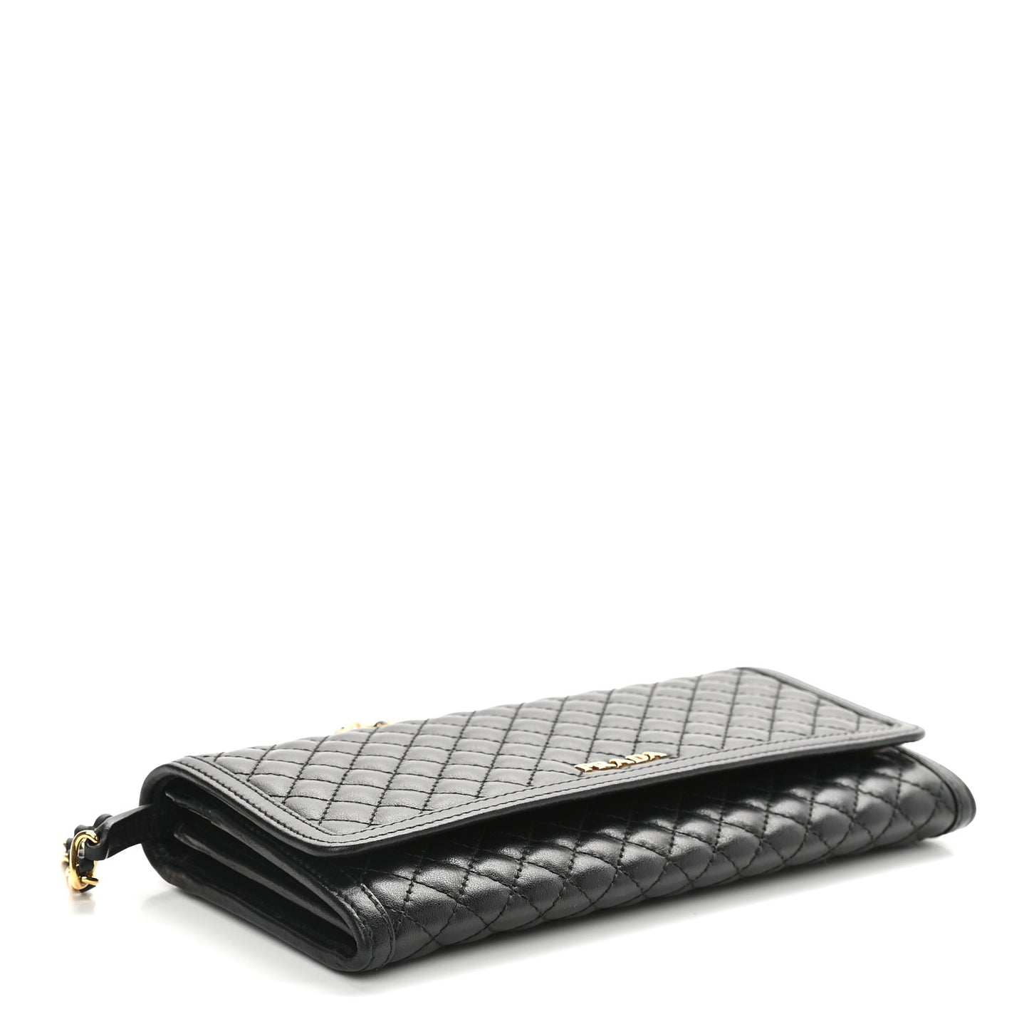 Soft Calfskin Quilted Chain Wallet Black